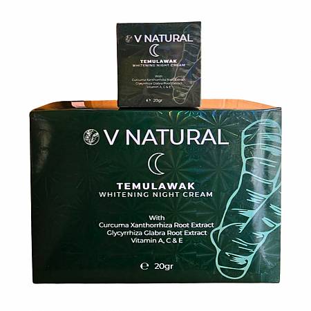 TEMULAWAK V NATURAL WHITENING NIGHT CREAM 20gr x12pcs x24box