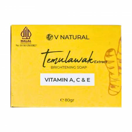 TEMULAWAK V-NATURAL BRIGHTENING SOAP VITAMIN A, C, &E 80gr x12pcs x18pack